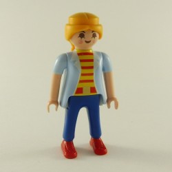 Playmobil 9376 Playmobil Woman Modern Blue Yellow and Red with Short Sleeves