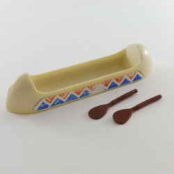 Playmobil 6513 Playmobil Vintage Indian White Canoe with Paddles Worn Stickers