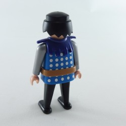 Playmobil Male Knight Black Blue and Silver with Blue Collar