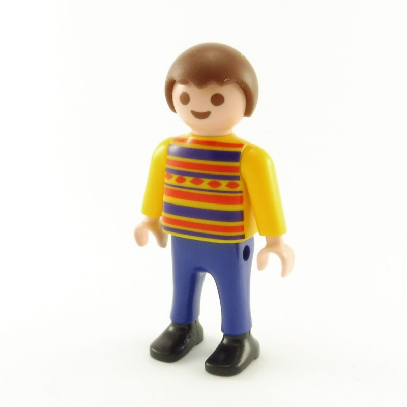 Playmobil Enfant Garçon Bleu Jaune Ligne Bleues et Rouges