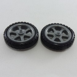 Playmobil 27458 Playmobil Lot of 2 Gray Motorcycle Wheels