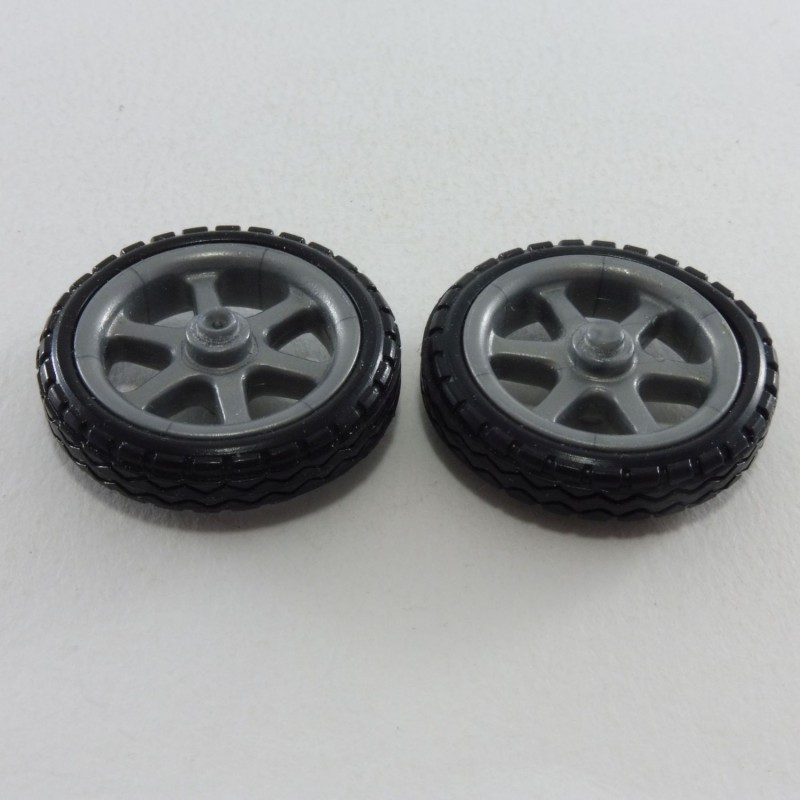 Playmobil 27458 Playmobil Lot of 2 Gray Motorcycle Wheels