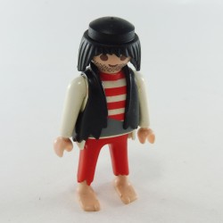 Playmobil 26122 Playmobil Man Pirate Red and White Barefoot Vest Black