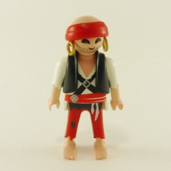 Playmobil 23886 Playmobil Red and White Pirate Man with Black Vest and Bald Crane