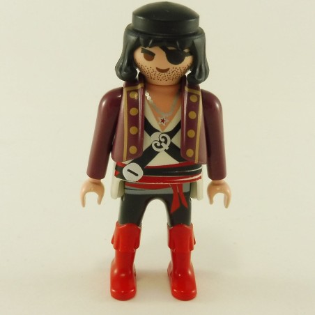 Playmobil 23887 Playmobil Homme Pirate Noir et Blanc avec Gilet Couleur Aubergine