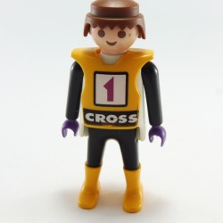 Playmobil 21740 Playmobil Homme Pilote Moto Cross Noir Blanc et Jaune avec Plastron Jaune