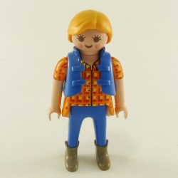 Playmobil 23569 Playmobil Femme Moderne Orange et Bleu avec Gilet Bleu