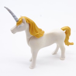 Playmobil 1253 Playmobil White and Gold Adult Unicorn Blue Horn a little dirty