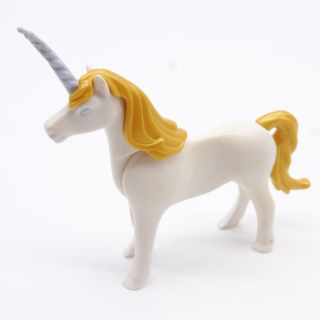 Playmobil 1253 Playmobil White and Gold Adult Unicorn Blue Horn a little dirty