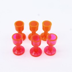 Playmobil 16121 Playmobil Lot de 6 Verres à Pieds Transparents Rose Rouge