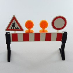 Playmobil 28004 Playmobil Barrière de Signalisation Travaux avec Flash Oranges et Panneaux