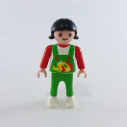 Playmobil 14848 Playmobil Child Girl Green Red Dungarees Herisson 3964