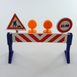 Playmobil 28005 Playmobil Barrière de Signalisation Travaux avec Flash Oranges et Panneaux