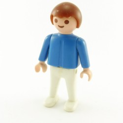 Playmobil Enfant Fille Rouge Blanc Col Blanc Pieds Nus 3075 3373