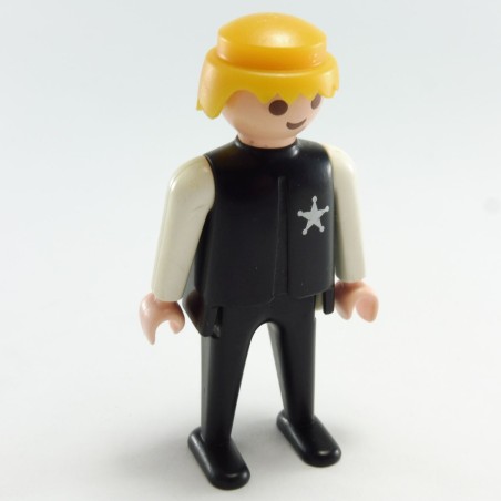 Playmobil 15369 Playmobil Cowboy Shériff Noir et Blanc Vintage Cheveux Blonds