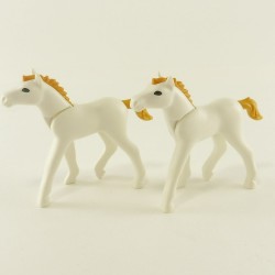 Playmobil 9194 Playmobil Lot of 2 White Foals & Caramel New Generation