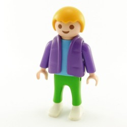 Playmobil 21936 Playmobil Enfant Garçon Vert et Bleu Gilet Violet 3368 3993