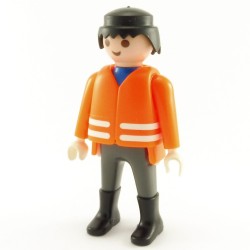 Playmobil 21903 Playmobil Man Fireman Gray and Orange White Hands