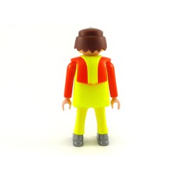 Playmobil Yellow & Orange man with Drill plate & Gas mask