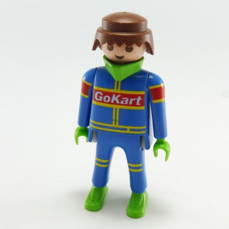 Playmobil 21750 Playmobil Homme Pilote de Kart Bleu et Jaune avec Col Vert