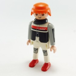 Playmobil 21751 Playmobil Homme Pilote de Course Blanc Gris et Noir avec Col Noir