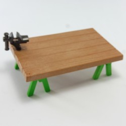 Playmobil 18672 Playmobil établi Table Marron sur tréteaux avec étau