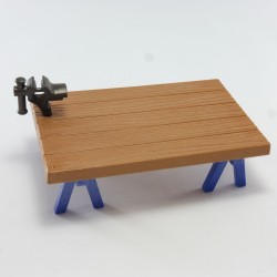 Playmobil 18673 Playmobil établi Table Marron sur tréteaux avec étau