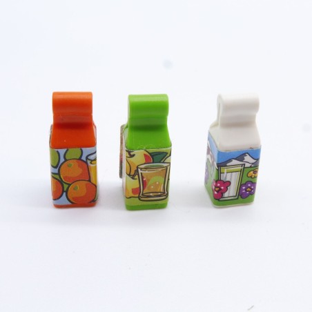 Playmobil 30846 Playmobil Lot de 3 Bouteilles Briques de Jus de Fruits et Lait