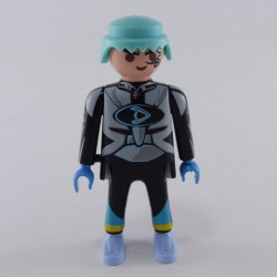 Playmobil 24518 Playmobil Homme Futuriste Tenue Noire et Grise Cheveux Bleus