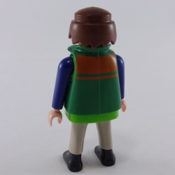 Playmobil Man Blue Gray and Green with Green Vest