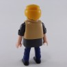 Playmobil Man Blue and Dark Gray with Beige Vest