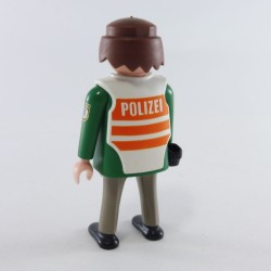 Playmobil Homme Policier Vert et Gris  Gilet Blanc et Orange