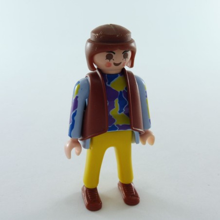 Playmobil 28365 Playmobil Femme Moderne Bleu et Jaune avec Gilet Marron