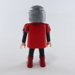 Playmobil Homme Chevalier Rouge et Noir Gros Ventre Bottes Rouges Foncées