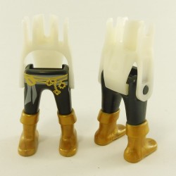 Playmobil 23022 Playmobil Set of 2 Pairs of Black Pirate Legs Golden Boots Gold Belt