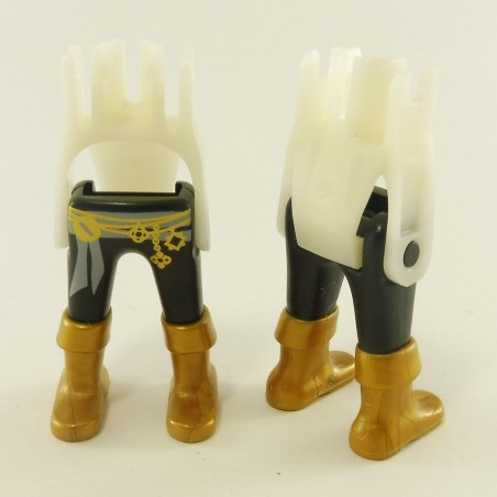 Playmobil 23022 Playmobil Lot de 2 Paires de Jambes Pirate Noir Bottes Dorées Ceinture Dorée