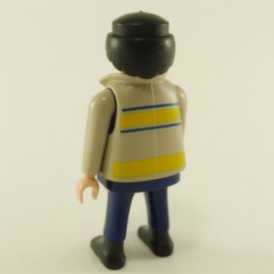 Playmobil Blue Man with Gray Fireman Vest