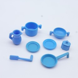 Playmobil 25978 Playmobil Gros Lot de Vaisselle Bleu Vintage