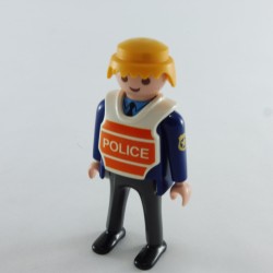 Playmobil 29032 Playmobil Homme Policier Bleu et Gris avec Gilet Orange POLICE