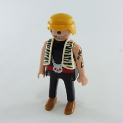 Playmobil 29064 Playmobil Homme Noir Gilet Noir et Blanc Tatouages Bras