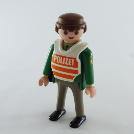 Playmobil 29028 Playmobil Homme Policier Vert et Gris avec Gilet Orange POLIZEI