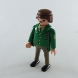 Playmobil 29027 Playmobil Homme Policier Vert et Gris Petite Moustache Marron