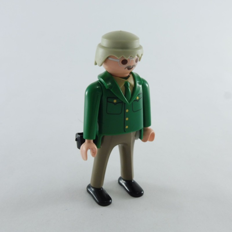 Playmobil 29025 Playmobil Homme Policier Vert et Gris Petite Moustache Grise et Lunettes