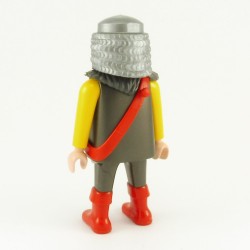 Playmobil Man Gray and Yellow Knight Silver Scarves Red Boots