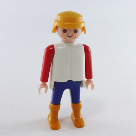 Playmobil 1074 Playmobil Man Knight Blue Red and White Orange Boots