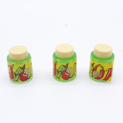 Playmobil 13408 Playmobil Lot of 3 Large Jars Vegetables Fruit Food