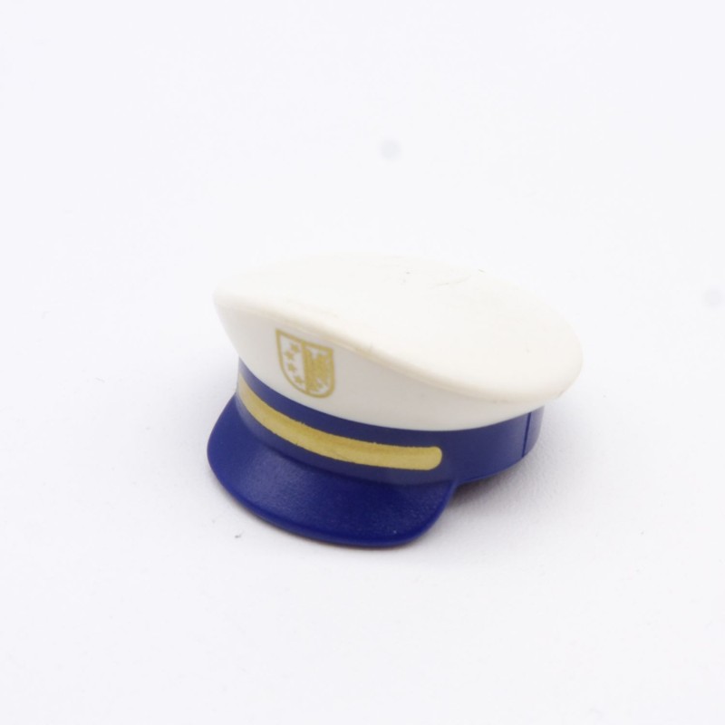Playmobil 17301 Casquette Capitaine Blanche et Bleue Logo Doré