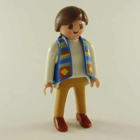 Playmobil 15473 Playmobil Femme Moderne Blanc et Marron avec Gilet Bleu 3950 4150 4888