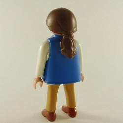 Playmobil Femme Moderne Blanc et Marron avec Gilet Bleu 3950 4150 4888