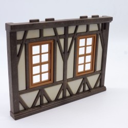 Playmobil 1429 White and Brown Wall 2 Medieval Steck Windows 3448 3449 3556 4300